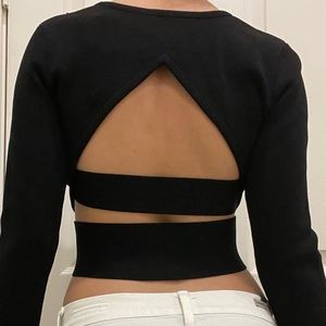 Kendall & Kylie Black Long Sleeve Crop Top